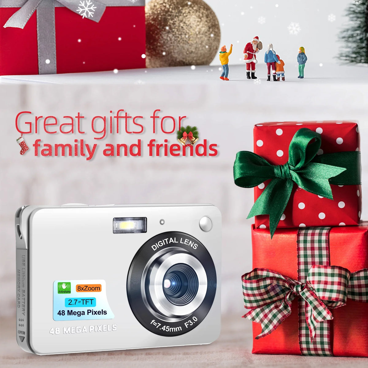 NBD Kids Digital Camera 48MP 8X Digital Zoom Mini Compact Cameras, 2.7 Inch FHD Pocket Cameras