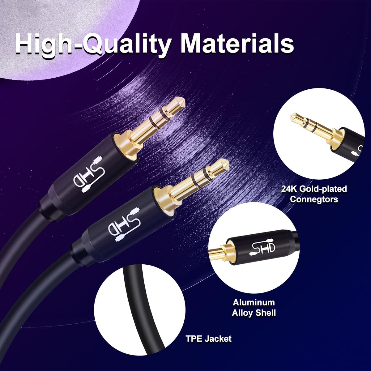 Aux Cable, 3.5Mm Audio Cable Aux for Car Auxiliary Audio Stereo Cable 3.5Mm Cord Premium Sound Dual Shielded with Gold Plated Connectors-50Feet