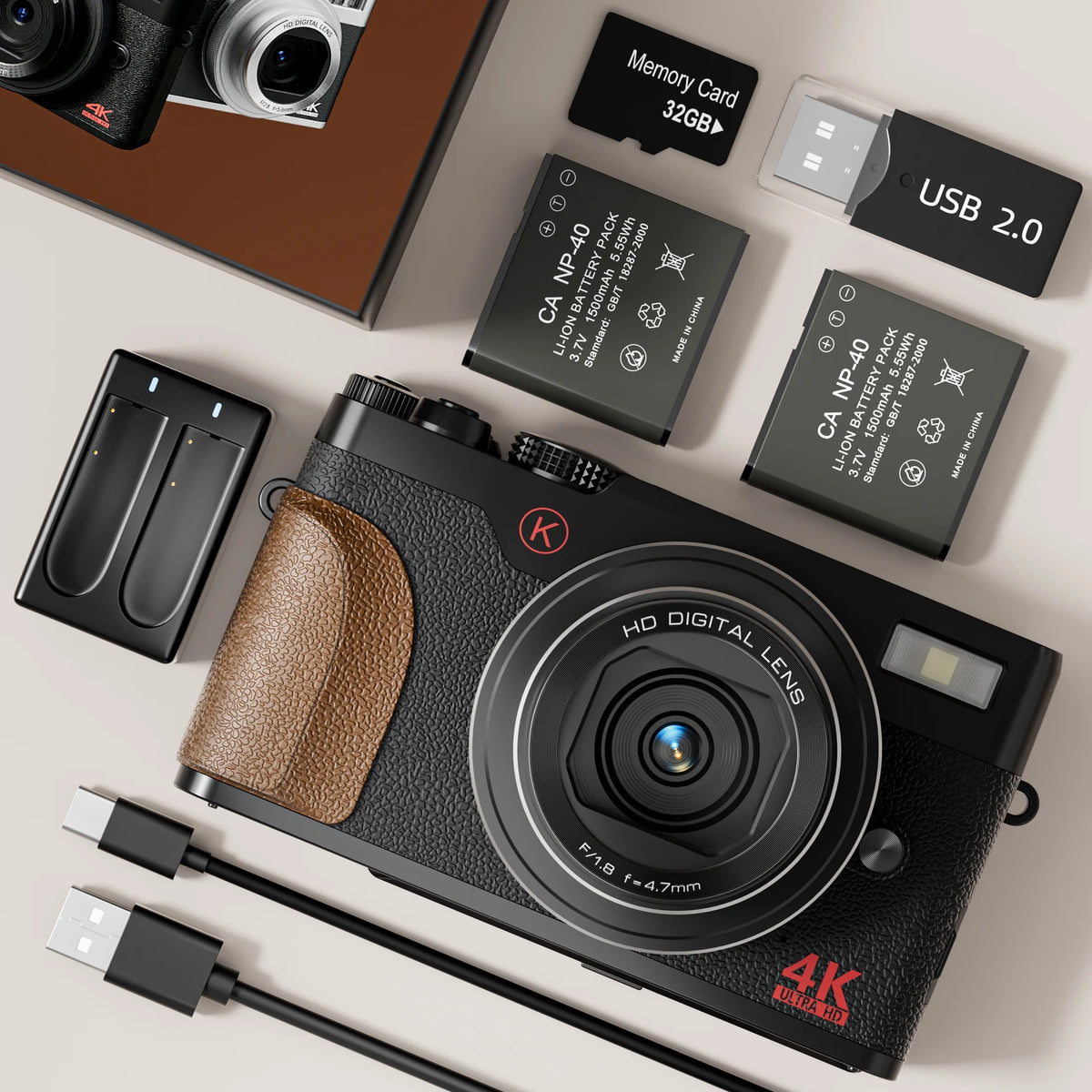 NBD Digital Camera 4K 56MP Cameras for Photography for Youtube with 32GB SD Card