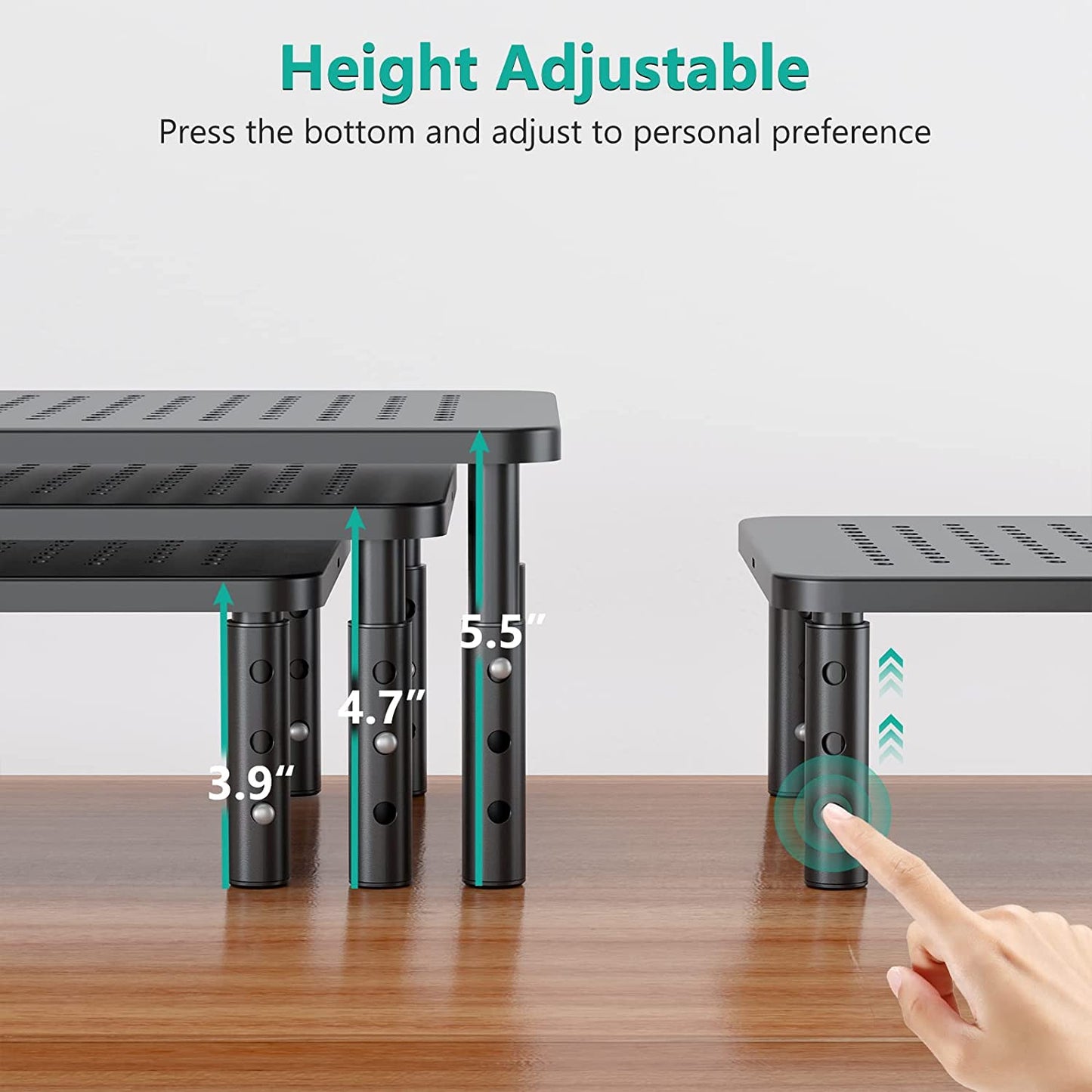 Dual Monitor Stand for Desk, Adjustable Laptop Riser, up to 44 Lbs