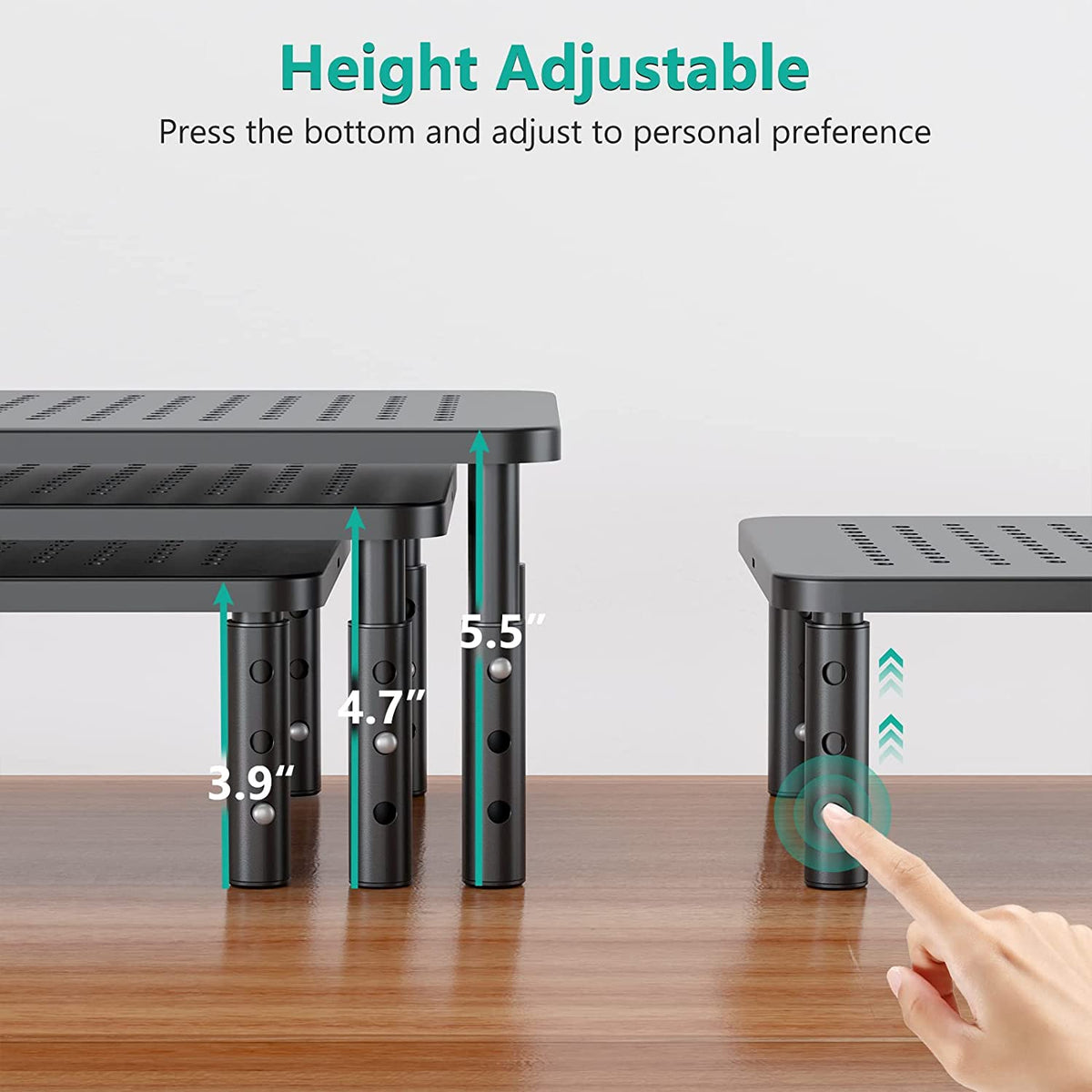 Dual Monitor Stand for Desk, Adjustable Laptop Riser, up to 44 Lbs