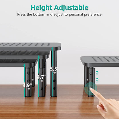 Dual Monitor Stand for Desk, Adjustable Laptop Riser, up to 44 Lbs