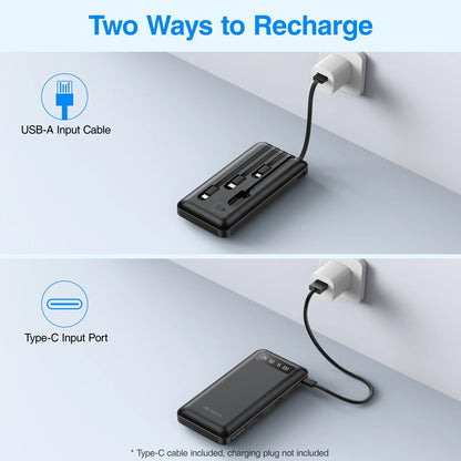 JIUMESS 20000Mah Power Bank Portable Charger with Cables Compatible for Iphone, Android Cell Phone