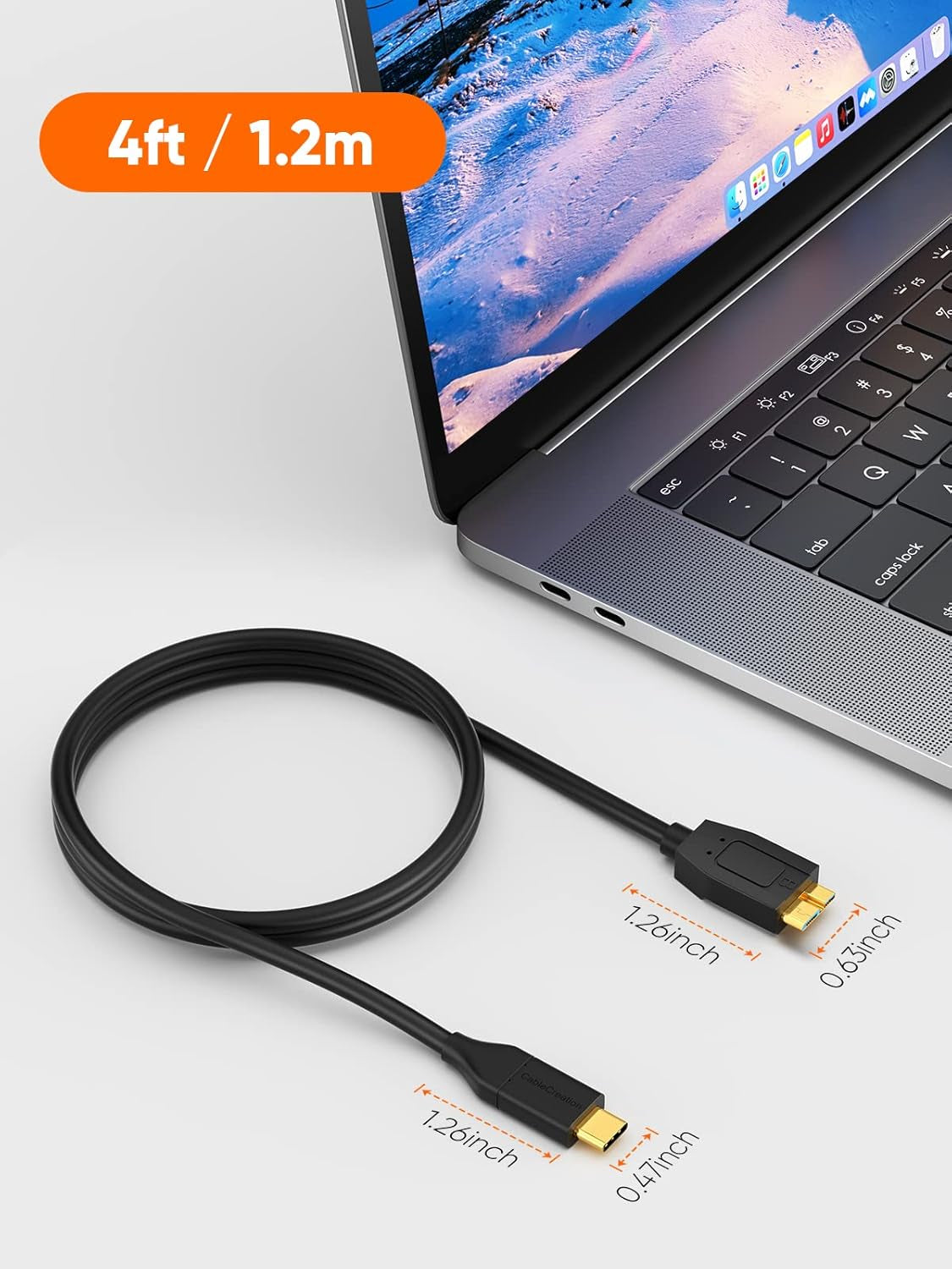 USB C 3.1 Type C to Micro B Hard Drive Cable for Iphone/Laptop/Camera