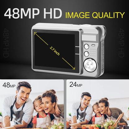 NBD Kids Digital Camera 48MP 8X Digital Zoom Mini Compact Cameras, 2.7 Inch FHD Pocket Cameras